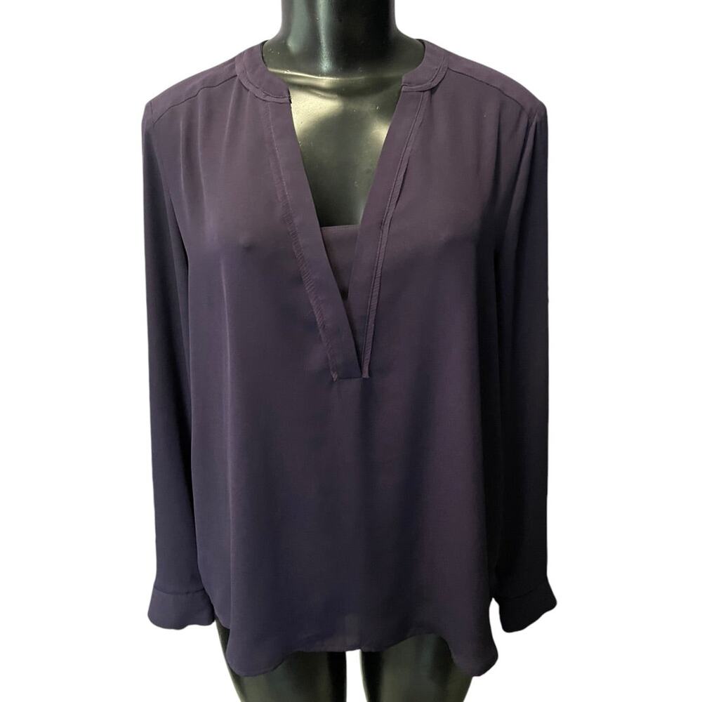 Small Simply Vera Wang Womens Popover Blouse Shirt Purple V-Neck